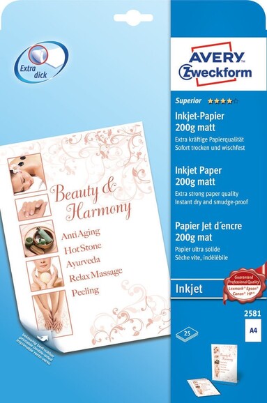 Formatpapier ZWF A4 inkjet 200g,25Bl., Art.-Nr. 2581ZWF - Paterno B2B-Shop