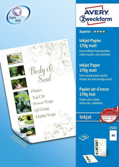 Formatpapie ZWFr A4 inkjet 170g,100Bl., Art.-Nr. 2583ZWF - Paterno B2B-Shop