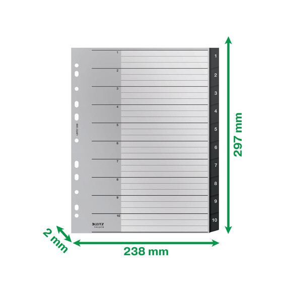 Register Leitz A4 PP 1-10 Recycle schwarz, Art.-Nr. 1208-00-00 - Paterno B2B-Shop