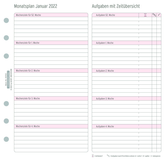 Kalendereinlage Chronoplan Midi Monatsplan, Art.-Nr. 5051J - Paterno B2B-Shop