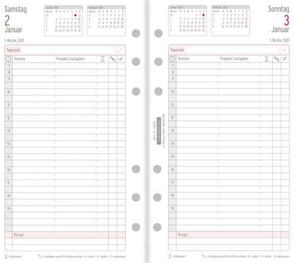 Kalendereinlage Chronoplan Midi Tagesplan, Art.-Nr. 5024J - Paterno B2B-Shop