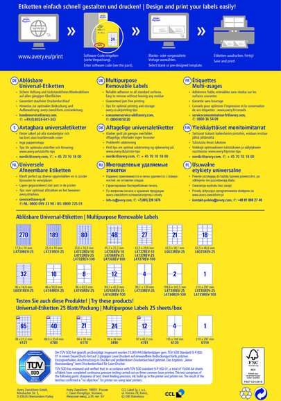 Universaletiketten 210 x297 mm wiederablösbar, Art.-Nr. L4735REV-100 - Paterno B2B-Shop