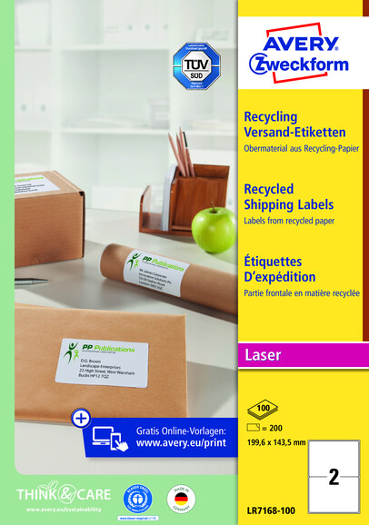 Etiketten Recycling Adressen 199,6x143mm, Art.-Nr. LR7168-100 - Paterno B2B-Shop