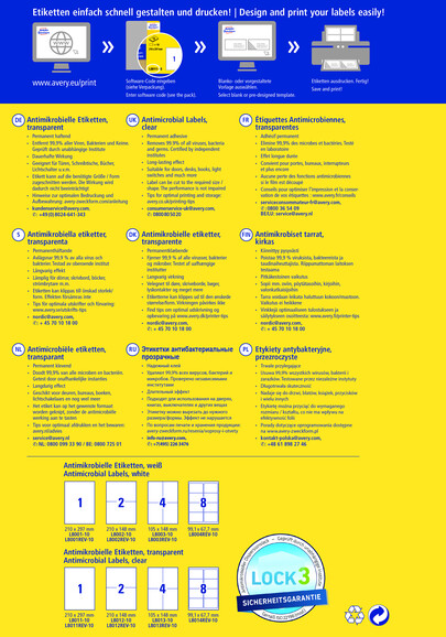 Etiketten Antimikrobielle 105x148mm transparent, Art.-Nr. L8013-10 - Paterno B2B-Shop