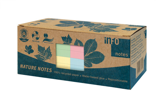 Haftnotizen info notes Recyclingbox 75x75 mm sortiert, Art.-Nr. 5654-88BOX - Paterno B2B-Shop