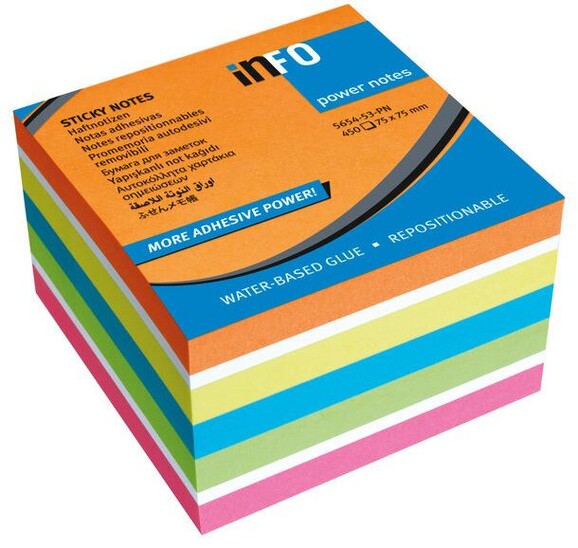 Haftnotizwürfel Power info notes 75x75mm, Art.-Nr. 5654-53-PN - Paterno B2B-Shop