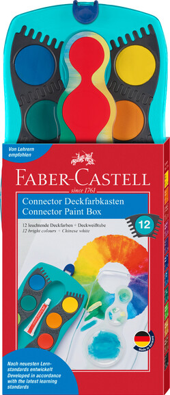 Deckfarbenkasten Faber CONNECTOR 12 Farben türkis, Art.-Nr. 125003FABER - Paterno B2B-Shop