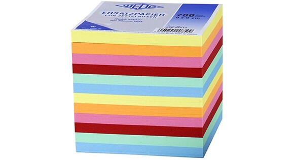 Ersatzpapier Wedo für Zettelbox 9,9x9,9 cm sortiert, Art.-Nr. 270265E-SORT - Paterno B2B-Shop