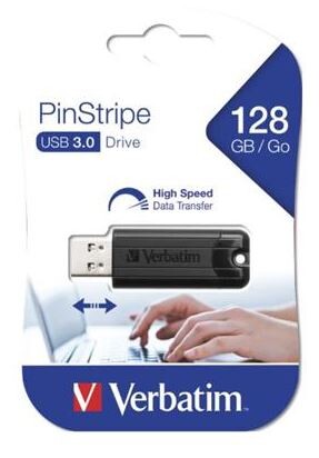 USB Stick Verbatim Pinstripe 128 GB 3.0 schwarz, Art.-Nr. 49319 - Paterno B2B-Shop