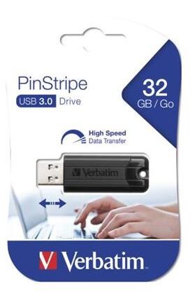 USB Stick Verbatim Pinstripe 32 GB 3.0 schwarz, Art.-Nr. 104308 - Paterno B2B-Shop