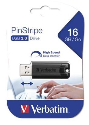 USB Stick Verbatim Pinstripe 16 GB 3.0 schwarz, Art.-Nr. 90983 - Paterno B2B-Shop
