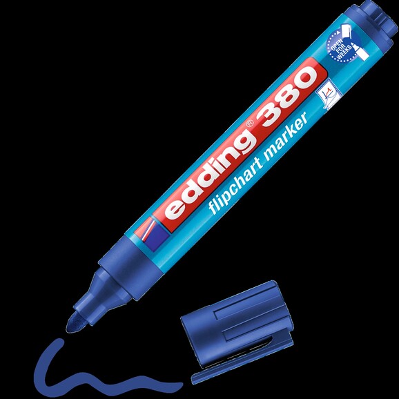 Flipchartmarker Edding 380 mit Clip blau, Art.-Nr. 380-BL - Paterno B2B-Shop