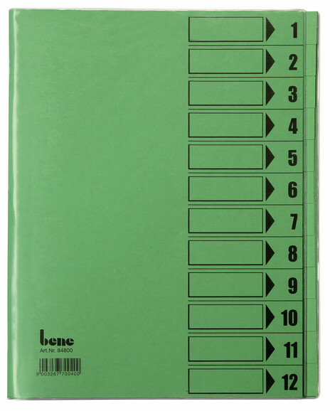 Ordnungsmappe Bene 12-teilig intensivgrün, Art.-Nr. 084800-GN - Paterno B2B-Shop