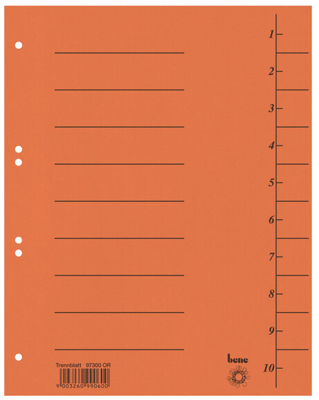 Trennblätter Bene A4 orange, Art.-Nr. 097300-OR - Paterno B2B-Shop
