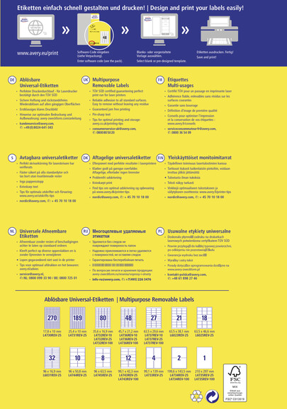 Universaletiketten ZWF 35,6 x16,9 mm wiederablösbar, Art.-Nr. L4732REV-25 - Paterno B2B-Shop