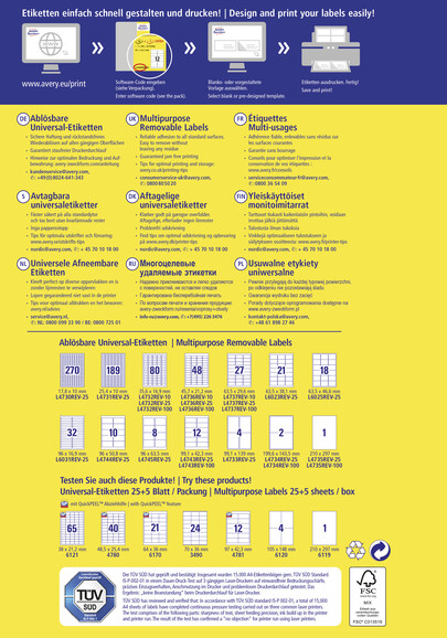 Etiketten Universal 63,5x38,1 mm wiederablösbar, Art.-Nr. L6023REV-25 - Paterno B2B-Shop