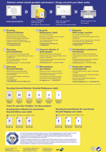Universaletiketten LR 3424 Recycling 105 x 48mm, Art.-Nr. LR3424 - Paterno B2B-Shop