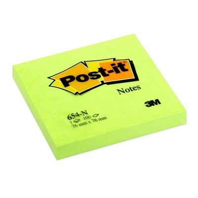 Haftnotizen Post It 76x76mm neongrün, Art.-Nr. 654NEON-NEGN - Paterno B2B-Shop