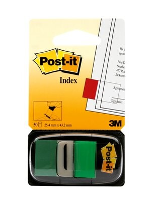 Haftstreifen Post-it Index 25,4x43,7mm grün, Art.-Nr. 680-GN - Paterno B2B-Shop