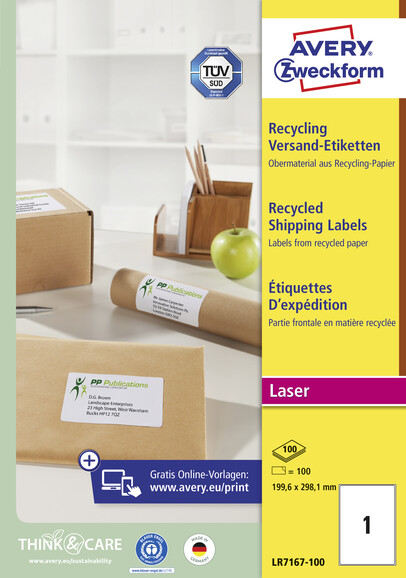 Etiketten Recycling Adressen 199,6x289mm, Art.-Nr. LR7167-100 - Paterno B2B-Shop
