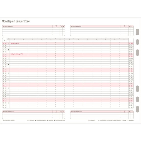 Kalendereinlage Chronoplan A5 Monatsplan, Art.-Nr. 5028J - Paterno B2B-Shop