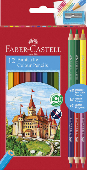Farbstifte Faber Castell ECO 12+3 Bicolor, Art.-Nr. 110312 - Paterno B2B-Shop