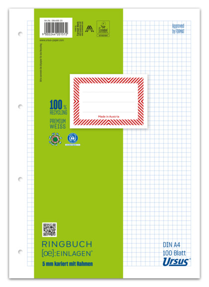 Ringbucheinlage Ursus A4 100 Blatt kariert, Art.-Nr. 084499-20 - Paterno B2B-Shop Ringbucheinlage Ursus A4 100 Blatt kariert, Art.-Nr. 084499-20 - Paterno B2B-Shop