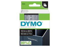 Beschriftungsband Dymo 12mmx7m weiss farblos, Art.-Nr. 00450-WSTR - Paterno B2B-Shop