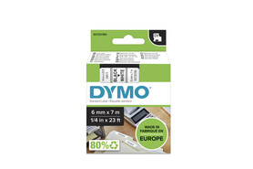 Beschriftungsband Dymo 6mmx7m schwarz auf weiss, Art.-Nr. 0043613 - Paterno B2B-Shop