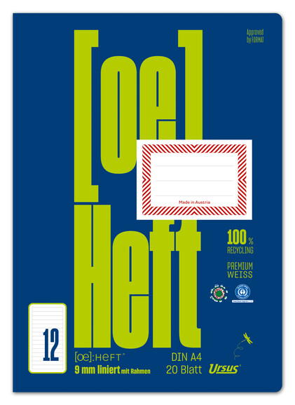 Heft Ursus OE12 A4 20 Blatt liniert mit Rahmen, Art.-Nr. 0604201-20 - Paterno B2B-Shop