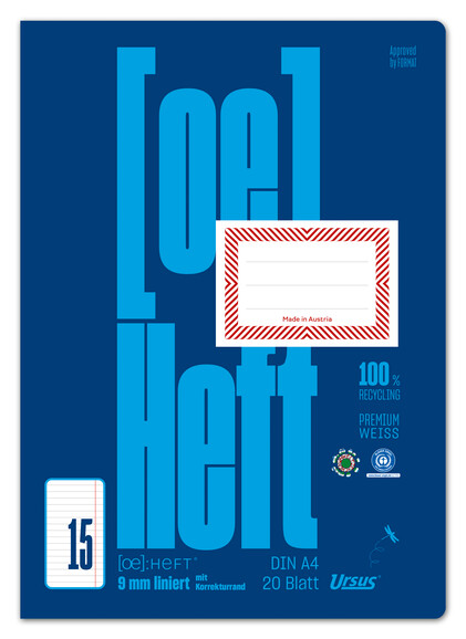 Heft Ursus OE15 A4 20 Blatt liniert mit KR, Art.-Nr. 0604201-24 - Paterno B2B-Shop