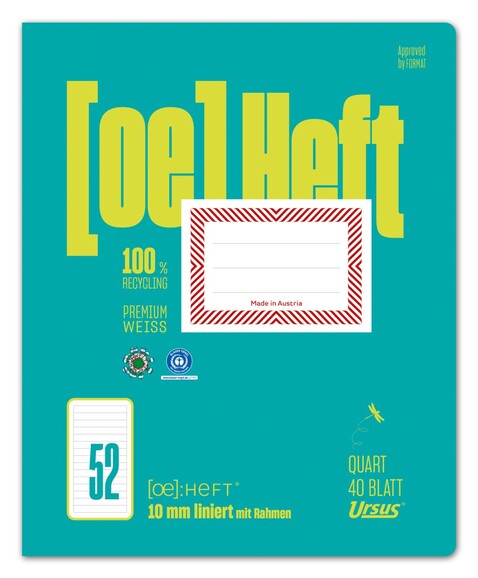 Heft Ursus OE52 Quart 40 Blatt liniert mit Rahmen, Art.-Nr. 073840-10 - Paterno B2B-Shop