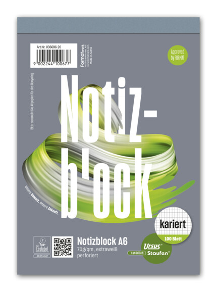 Notizblock Ursus A6 100 Blatt 70g/qm glatt, Art.-Nr. 036696-00 - Paterno B2B-Shop