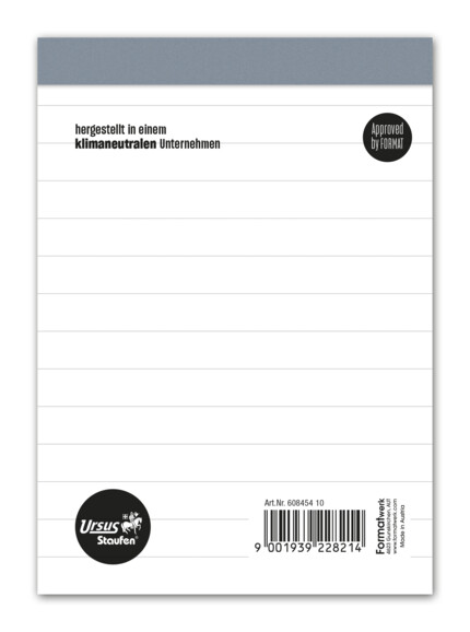 Notizblock Ursus A6 48 Bl. liniert ohne Deckblatt, Art.-Nr. 608454-10 - Paterno B2B-Shop