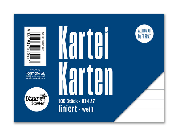 Karteikarten Ursus A7 quer lin. weiss, Art.-Nr. 094075 - Paterno B2B-Shop