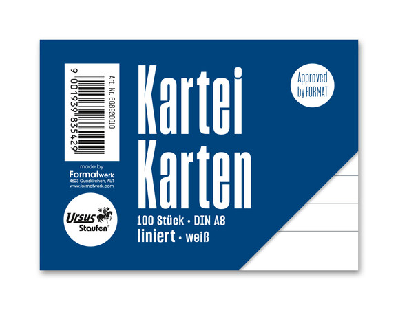 Karteikarten Ursus A8 quer liniert weiss, Art.-Nr. 094076000 - Paterno B2B-Shop