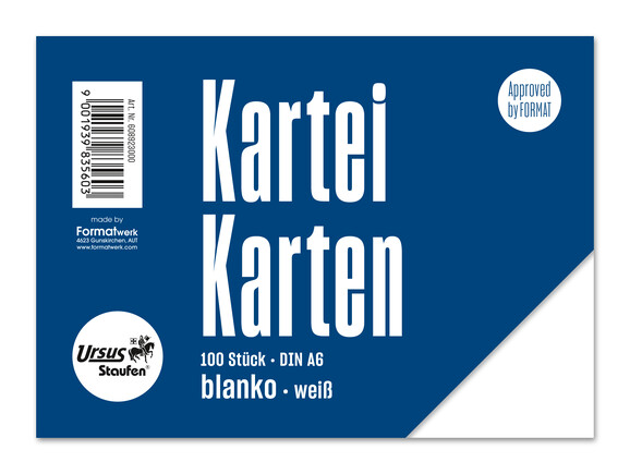 Karteikarten Ursus A6 quer glatt weiss, Art.-Nr. 094066 - Paterno B2B-Shop