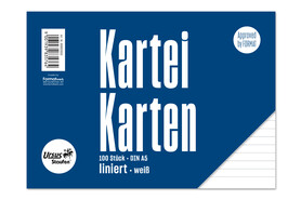 Karteikarten liniert weiss A5 quer 100 Blatt 190g/qm, Art.-Nr. 094072000 - Paterno B2B-Shop