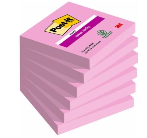 Haftnotizen 76x76mm Super Sticky pink, Art.-Nr. 654-6SS-FU - Paterno B2B-Shop