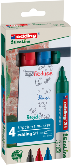 Flipchartmarker Edding ECOLINE 31 4-er Set, Art.-Nr. ED31-4S - Paterno B2B-Shop