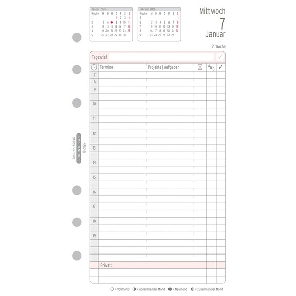 Kalendereinlage Chronoplan Midi Tagesplan, Art.-Nr. 5024J - Paterno B2B-Shop