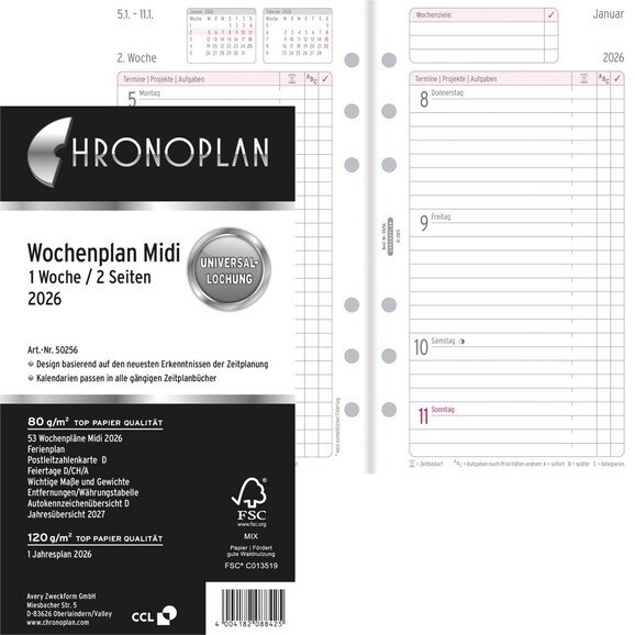 Kalendereinlage Chronoplan Midi Wochenplan, Art.-Nr. 5025J - Paterno B2B-Shop Kalendereinlage Chronoplan Midi Wochenplan, Art.-Nr. 5025J - Paterno B2B-Shop