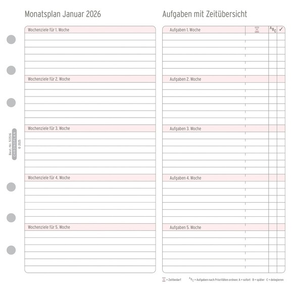 Kalendereinlage Chronoplan Midi Monatsplan, Art.-Nr. 5051J - Paterno B2B-Shop