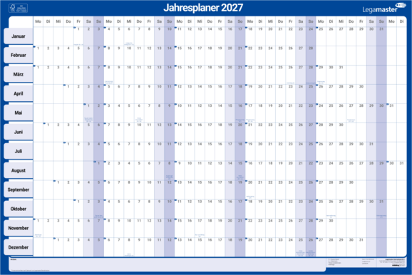 Jahresplaner Legamaster 90x60 cm 2027, Art.-Nr. 7-420121 - Paterno B2B-Shop