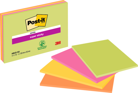 Haftnotizen Post-it Super Sticky, Großformat, Art.-Nr. 6845-SSP - Paterno B2B-Shop
